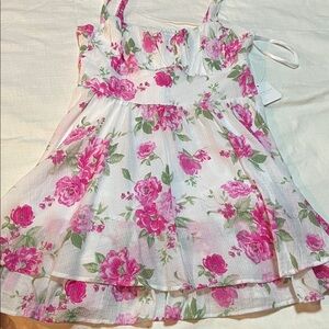 Floral Pink and White Dress